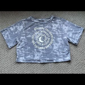 Grey positivity cropped top